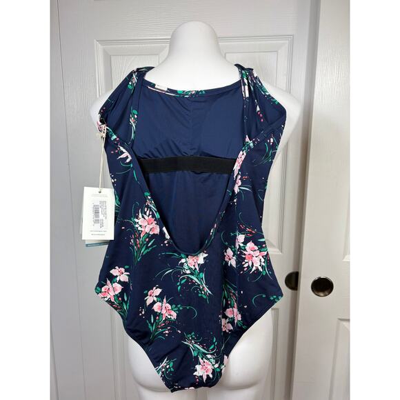 Carve Designs Beacon Onepice Swimsuit Blue Floral High Support Full Coverage S - Picture 3 of 13
